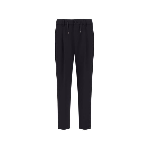 Herno Black Trousers in Cotton-Effect Stretch Fabric | Men's Trousers | Coveti