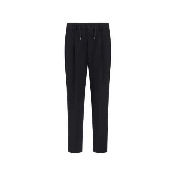 Herno Black Trousers in Cotton-Effect Stretch Fabric | Men's Trousers | Coveti