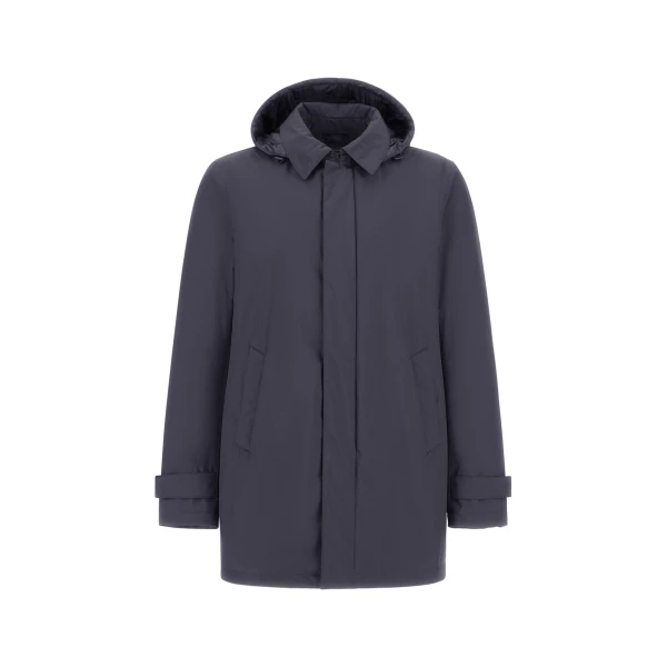 Blue Long Parka in 2-Layer Windstopper