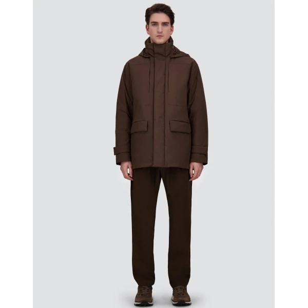 Herno Brown Hooded Parka in 2 Layers Windstopper | Men's Coats | Coveti