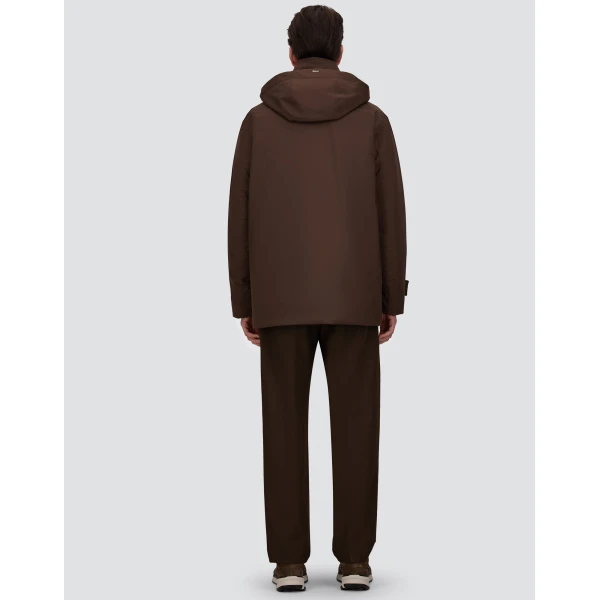 Herno Brown Hooded Parka in 2 Layers Windstopper | Men's Coats | Coveti