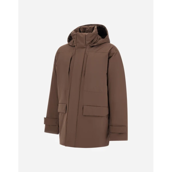 Herno Brown Hooded Parka in 2 Layers Windstopper | Men's Coats | Coveti