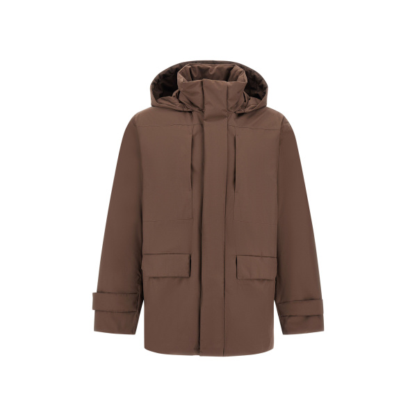 Herno Brown Hooded Parka in 2 Layers Windstopper | Men's Coats | Coveti
