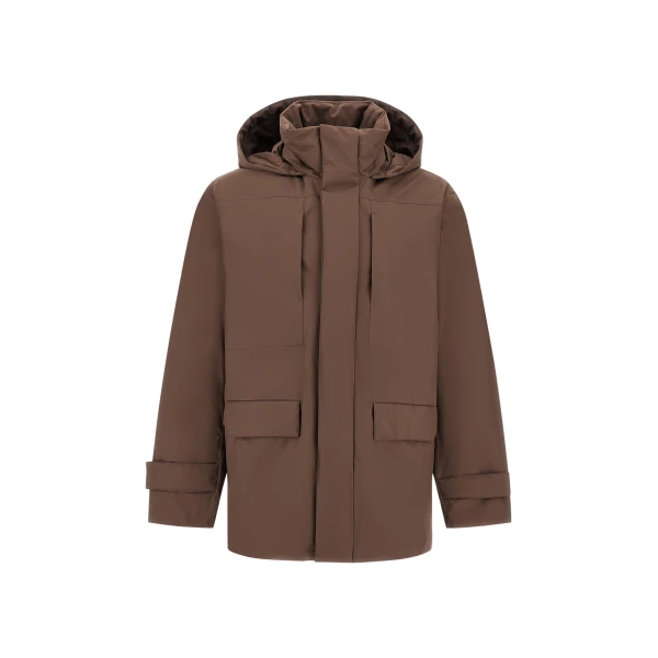Herno Brown Hooded Parka in 2 Layers Windstopper | Men's Coats | Coveti