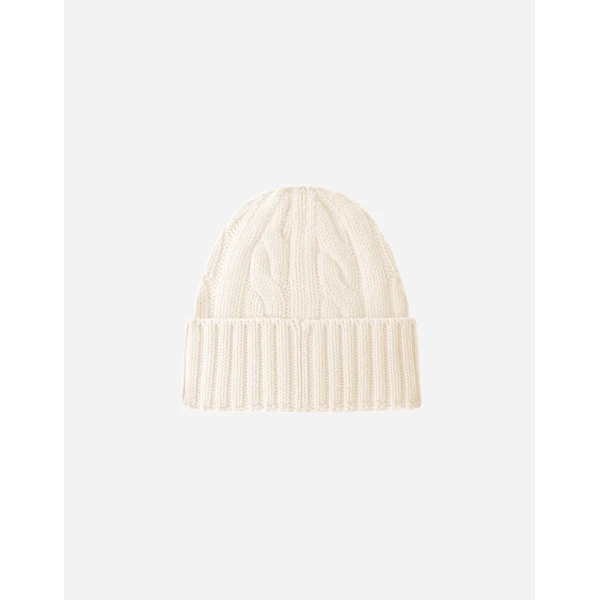 Herno Cable-Knit Wool Beanie in Milk White | Men's Hats | Coveti