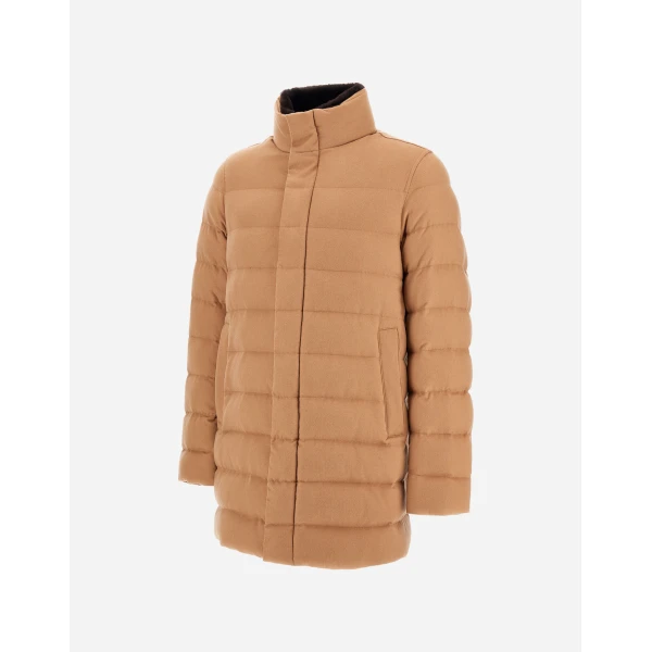 Herno Camel Carcoat in Cashmere, Silk and Monogram | Men's Coats | Coveti