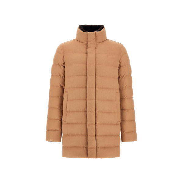 Herno Camel Carcoat in Cashmere, Silk and Monogram | Men's Coats | Coveti