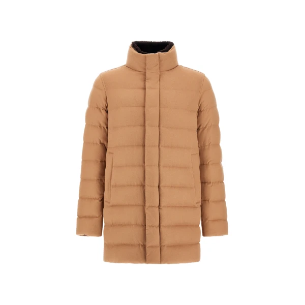Herno Camel Carcoat in Cashmere, Silk and Monogram | Men's Coats | Coveti