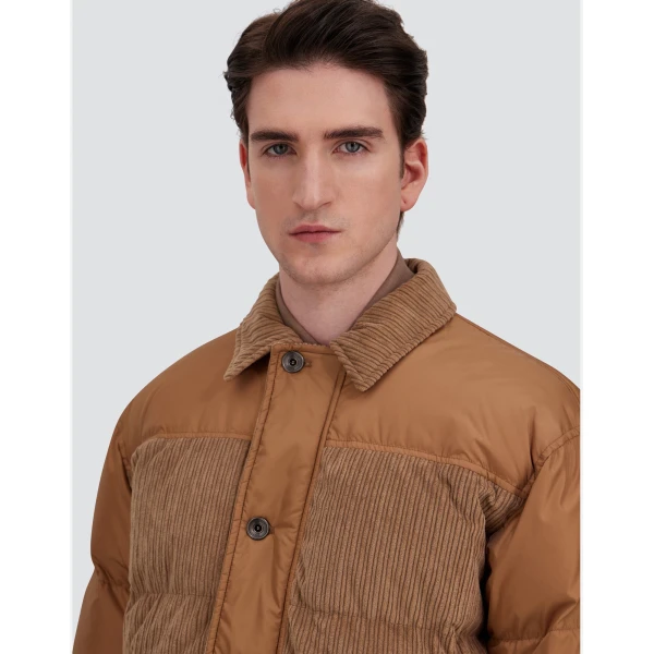 Herno Camel Jacket in Corduroy and Nylon Chamonix | Men's Jackets | Coveti