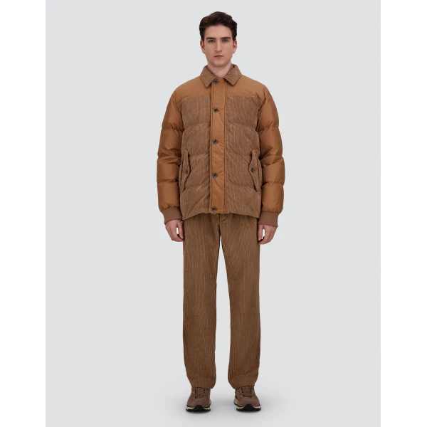 Herno Camel Jacket in Corduroy and Nylon Chamonix | Men's Jackets | Coveti