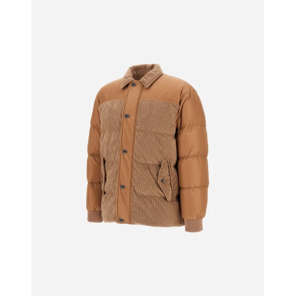 Herno Camel Jacket in Corduroy and Nylon Chamonix | Men's Jackets | Coveti