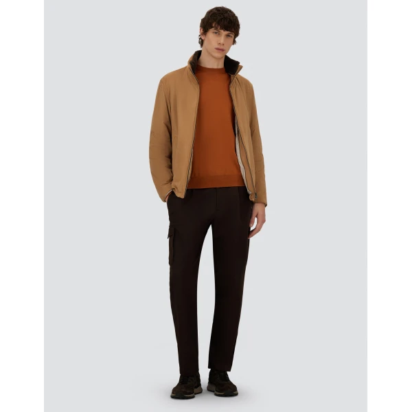 Herno Camel Resort Bomber Jacket in Suede-Effect Microfibre and Light Faux Fur | Men's Jackets | Coveti