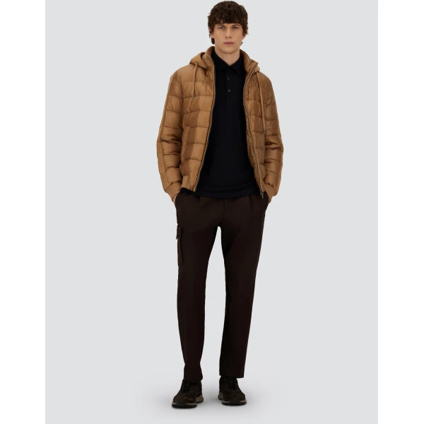 Herno Camel Resort Bomber Jacket in Ultralight Nylon and Suede-Effect Microfibre | Men's Jackets | Coveti