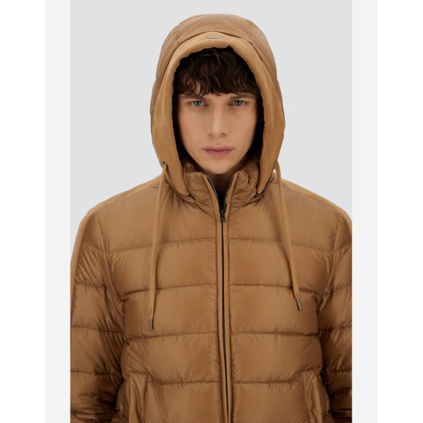 Herno Camel Resort Bomber Jacket in Ultralight Nylon and Suede-Effect Microfibre | Men's Jackets | Coveti