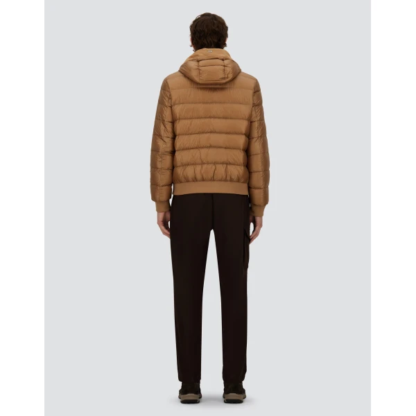 Herno Camel Resort Bomber Jacket in Ultralight Nylon and Suede-Effect Microfibre | Men's Jackets | Coveti