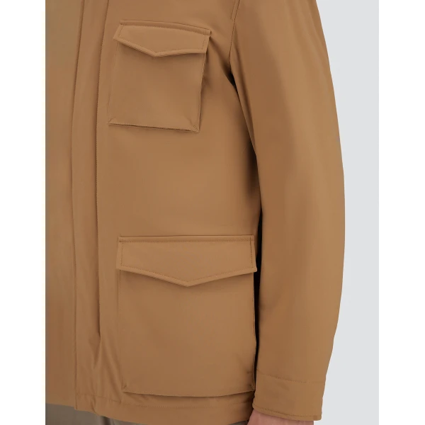 Herno Camel Resort Field Jacket in Bouclé Wool and Technical Stretch Fabric | Men's Jackets | Coveti