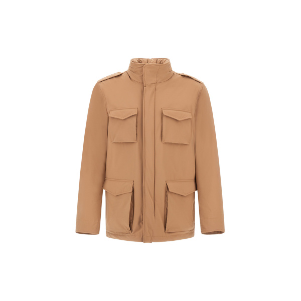 Herno Camel Resort Field Jacket in Bouclé Wool and Technical Stretch Fabric | Men's Jackets | Coveti