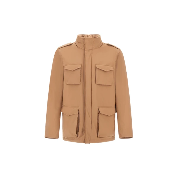 Camel Resort Field Jacket in Bouclé Wool and Technical Stretch Fabric