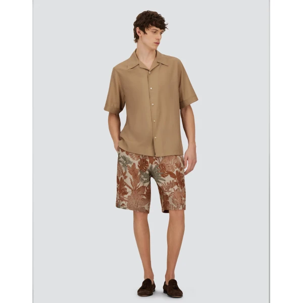 Herno Camel Resort Shirt in Tropical Wool | Men's Shirts | Coveti