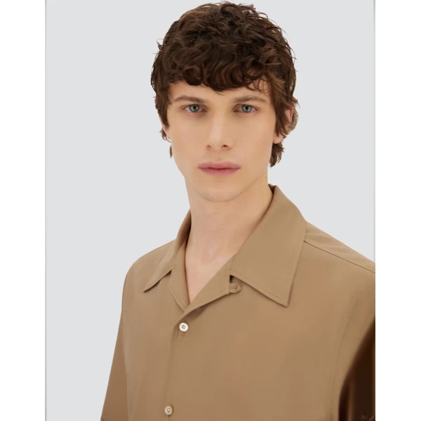 Herno Camel Resort Shirt in Tropical Wool | Men's Shirts | Coveti