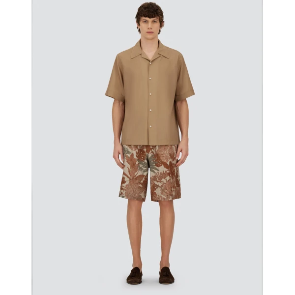 Herno Camel Resort Shirt in Tropical Wool | Men's Shirts | Coveti