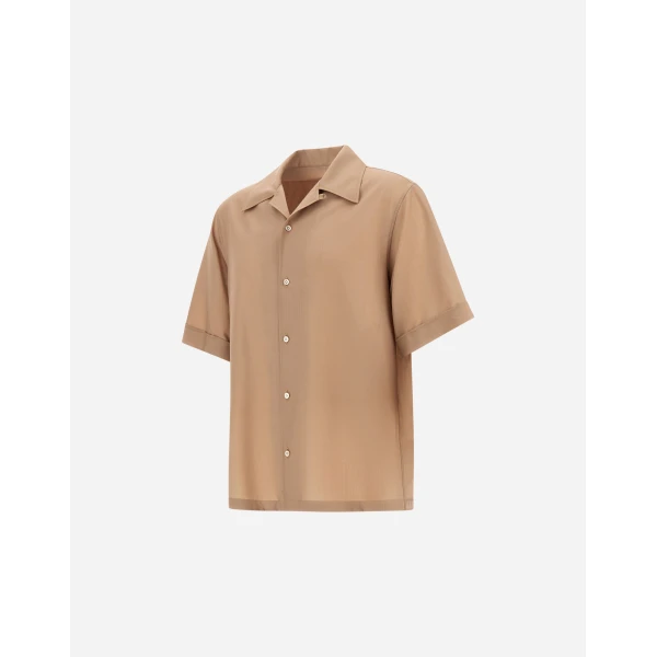 Herno Camel Resort Shirt in Tropical Wool | Men's Shirts | Coveti