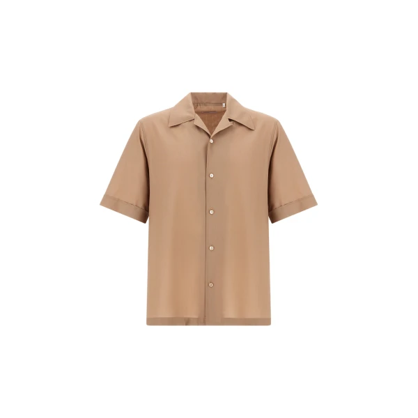 Herno Camel Resort Shirt in Tropical Wool | Men's Shirts | Coveti