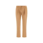 Herno Camel Resort Trousers in Wool-Blend Melange Flannel | Men's Trousers | Coveti