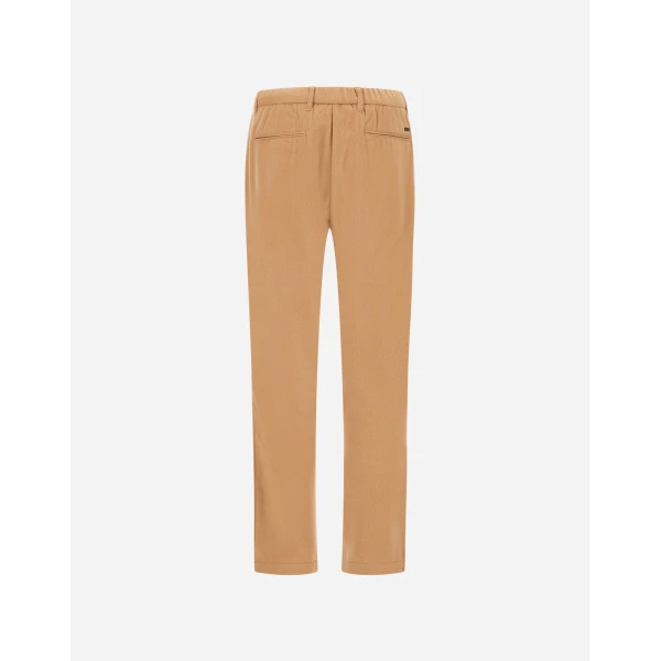Herno Camel Resort Trousers in Wool-Blend Melange Flannel | Men's Trousers | Coveti