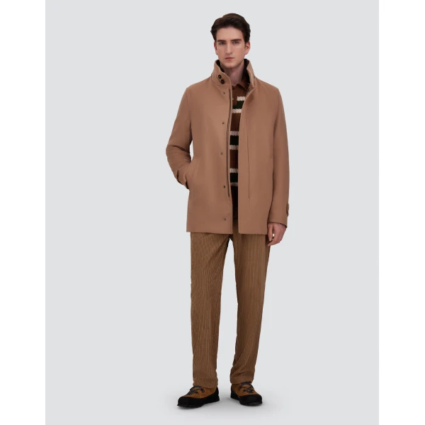 Herno Camel Short Coat in Pure Cashmere and Suede Effect | Men's Coats | Coveti