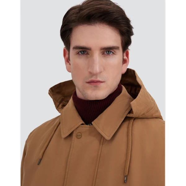 Herno Camel Short Parka in Waxed Cotton Blend | Men's Coats | Coveti