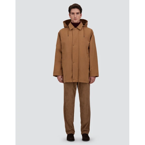 Herno Camel Short Parka in Waxed Cotton Blend | Men's Coats | Coveti