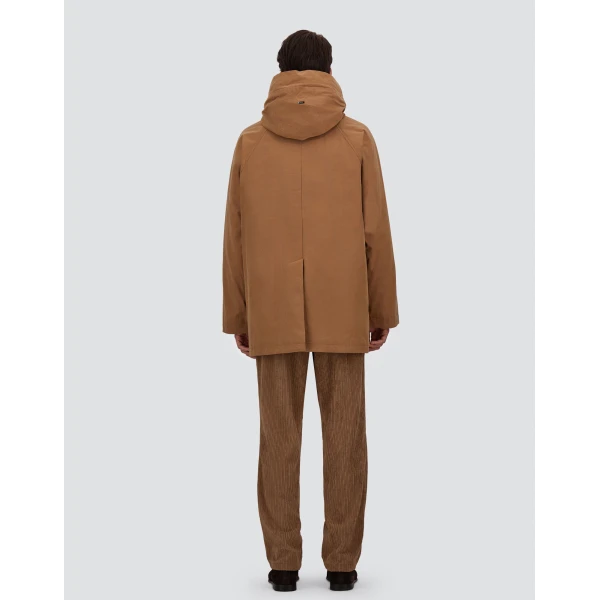 Herno Camel Short Parka in Waxed Cotton Blend | Men's Coats | Coveti