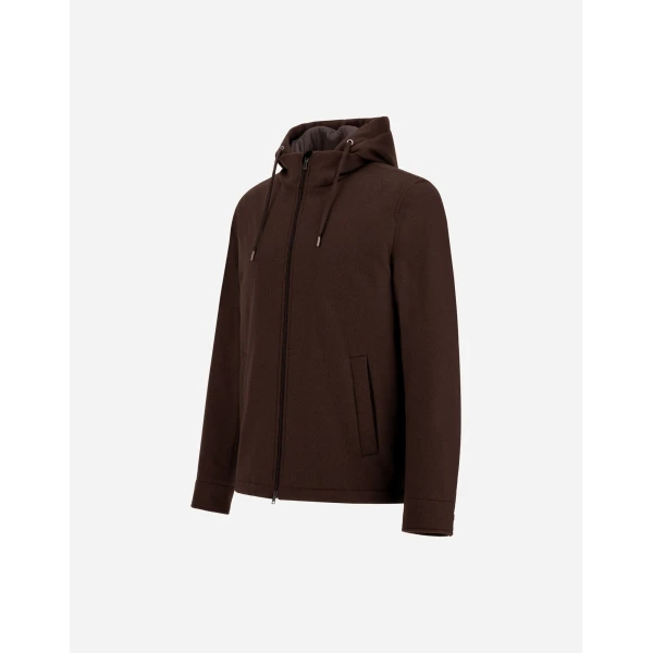 Herno Cashmere Cloth, Mohair and Suede-Effect Jacket in Dark Brown | Men's Jackets | Coveti
