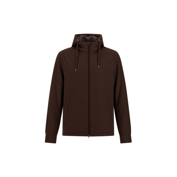 Herno Cashmere Cloth, Mohair and Suede-Effect Jacket in Dark Brown | Men's Jackets | Coveti