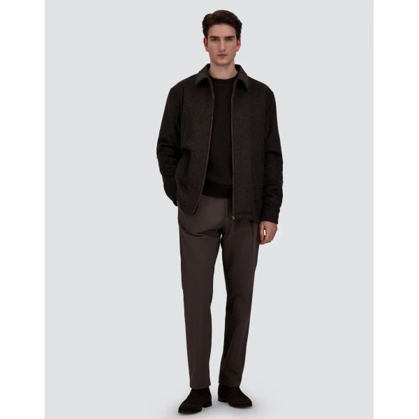 Herno Cashmere Cloth, Mohair and Suede-Effect Shacket in Dark Brown | Men's Jackets | Coveti