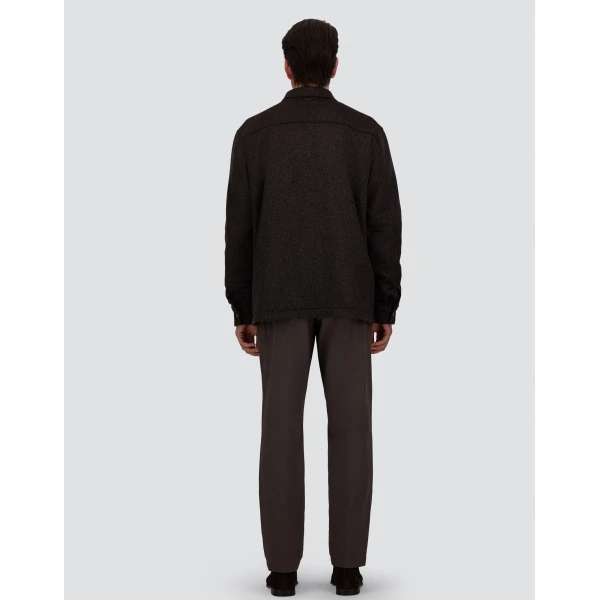 Herno Cashmere Cloth, Mohair and Suede-Effect Shacket in Dark Brown | Men's Jackets | Coveti