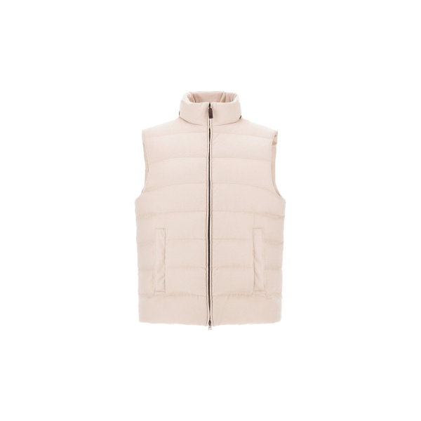 Herno Cashmere and Silk Vest with Monogram in Chantilly | Men's Jackets | Coveti