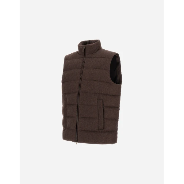 Herno Cashmere and Silk Vest with Monogram in Dark Brown | Men's Jackets | Coveti