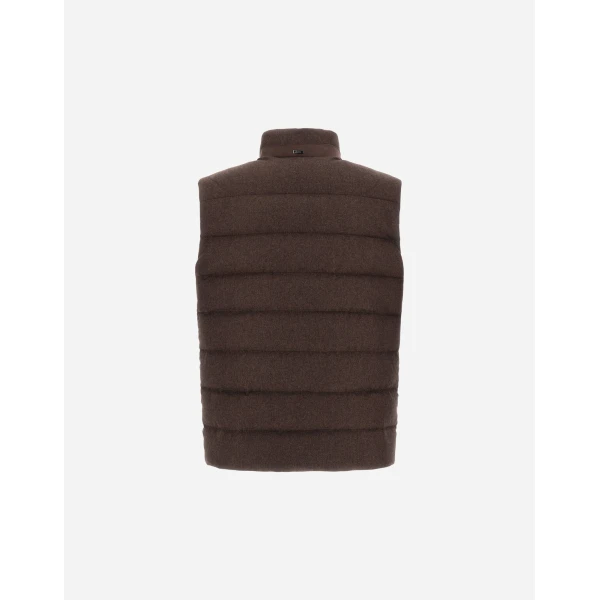 Herno Cashmere and Silk Vest with Monogram in Dark Brown | Men's Jackets | Coveti