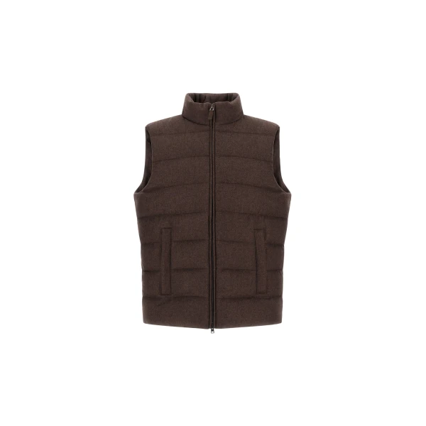 Herno Cashmere and Silk Vest with Monogram in Dark Brown | Men's Jackets | Coveti