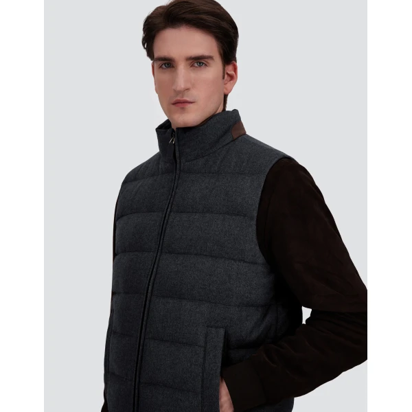 Herno Cashmere and Silk Vest with Monogram in Navy Blue | Men's Jackets | Coveti