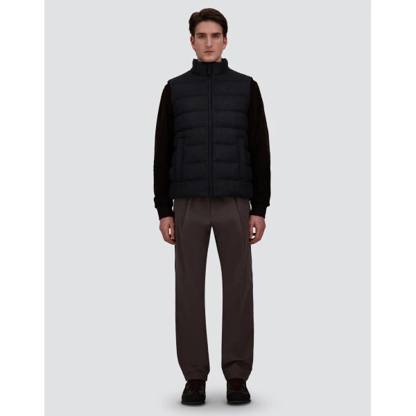 Herno Cashmere and Silk Vest with Monogram in Navy Blue | Men's Jackets | Coveti