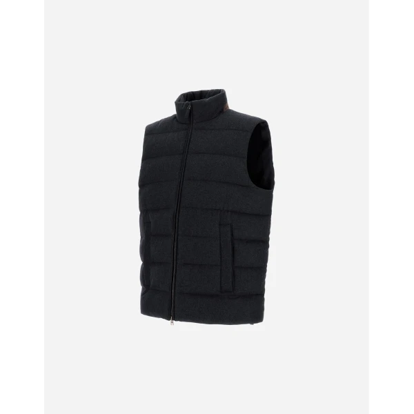 Herno Cashmere and Silk Vest with Monogram in Navy Blue | Men's Jackets | Coveti