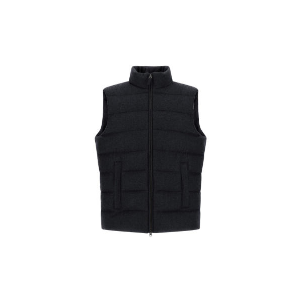 Herno Cashmere and Silk Vest with Monogram in Navy Blue | Men's Jackets | Coveti