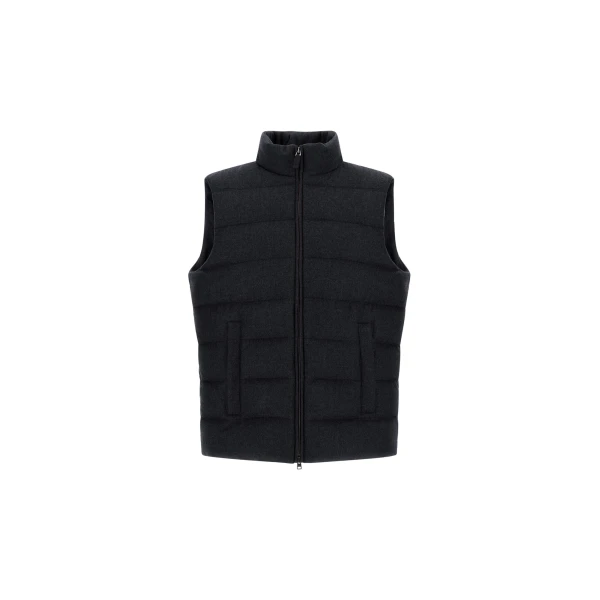 Herno Cashmere and Silk Vest with Monogram in Navy Blue | Men's Jackets | Coveti