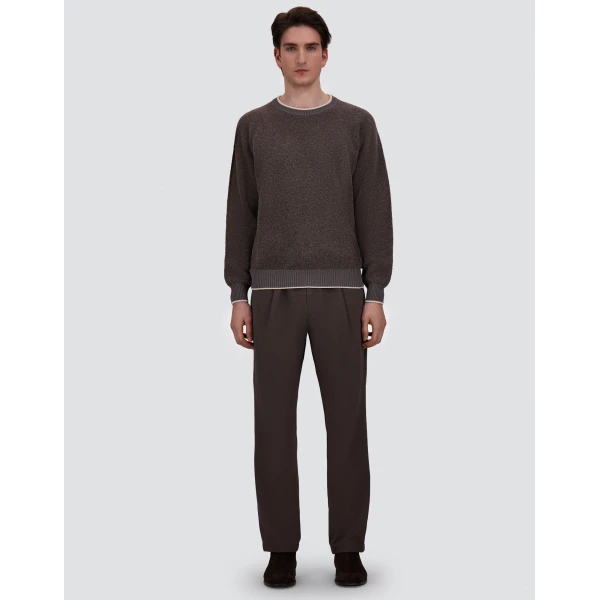 Herno Cashmere and Wool Bouclé Jumper in Light Taupe | Men's Knitwear | Coveti