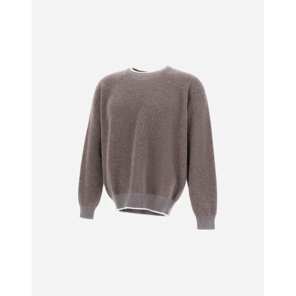 Herno Cashmere and Wool Bouclé Jumper in Light Taupe | Men's Knitwear | Coveti