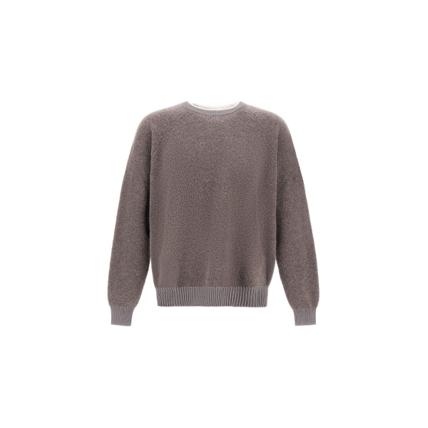 Herno Cashmere and Wool Bouclé Jumper in Light Taupe | Men's Knitwear | Coveti