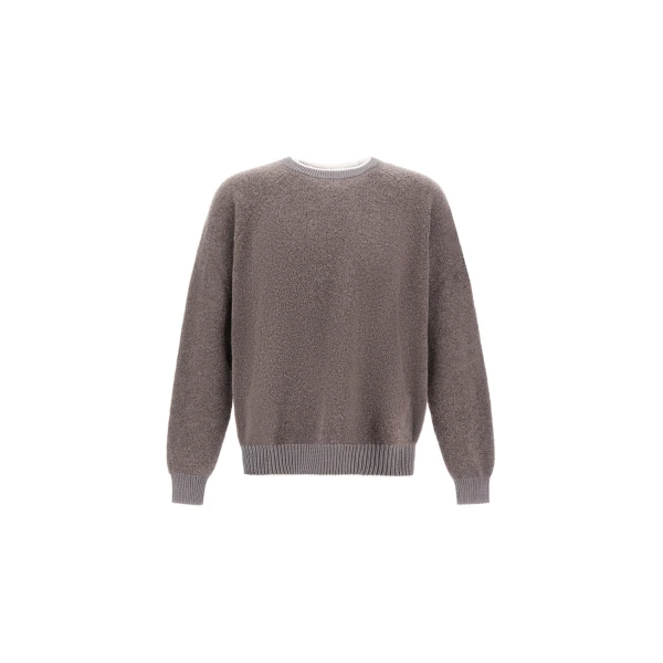 Cashmere and Wool Bouclé Jumper in Light Taupe